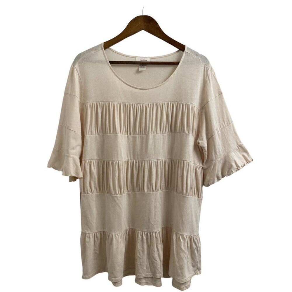 Sundance Each Tiered Ruffle Hem Tee size XL Butter Yellow - Picture 1 of 6